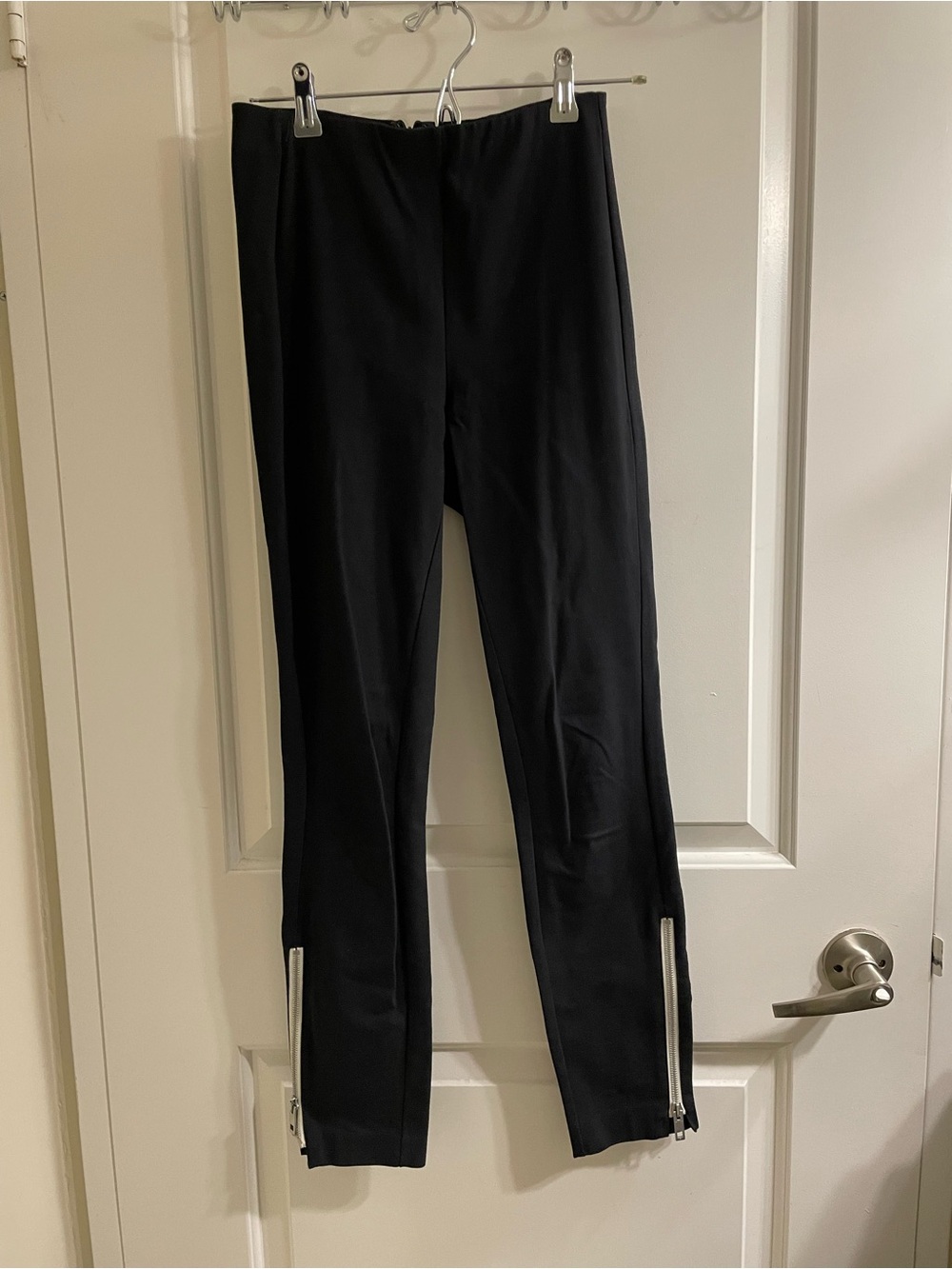 rag & bone Kids Black Leggings with Silver Zipper Hem